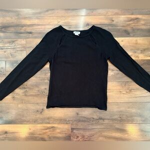 Carmen Marc Valvo Black Long Sleeve Knit Top – Size Medium